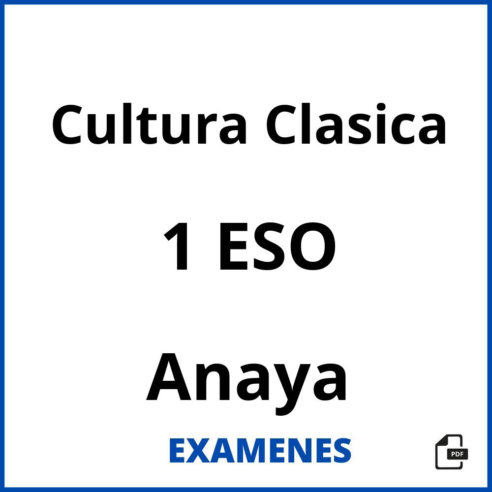 Cultura Clasica 1 ESO Anaya