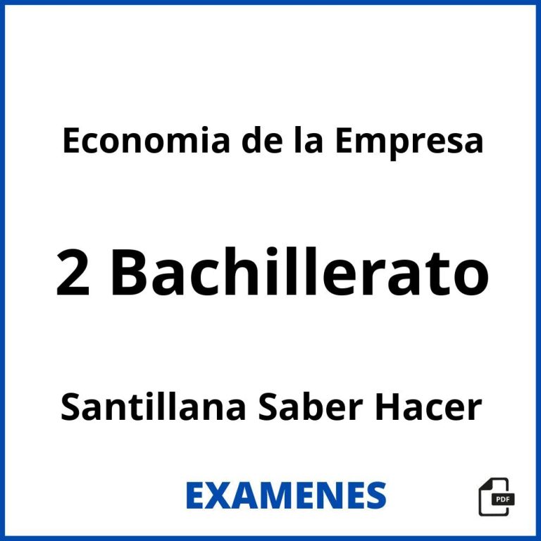 Examenes Economia 1 Bachillerato Santillana Saber Hacer PDF 2024