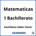Examenes Matematicas 1 Bachillerato Santillana Saber Hacer PDF
