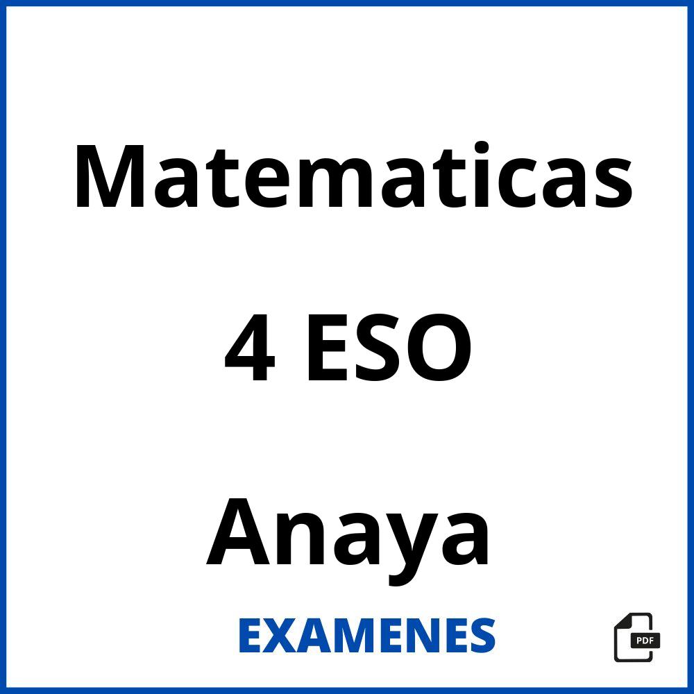 Matematicas 4 ESO Anaya